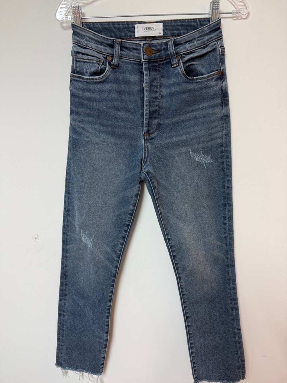 Evereve High-Rise Straight Jeans - Medium Blue